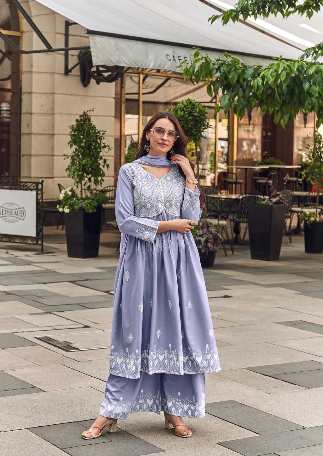 Rayon  Embroidery Anarkali Suit